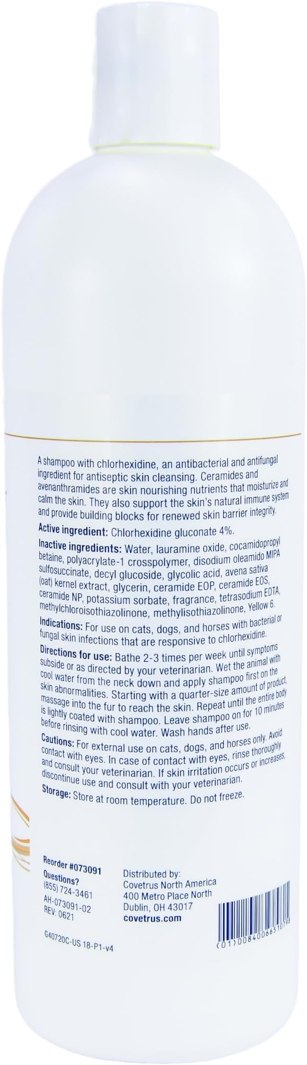 CeraSoothe CHX Antiseptic Shampoo with Chlorhexidine, Hydrating & Barrier-Supporting Cleanser for Dogs, Cats & Horses, 16 oz