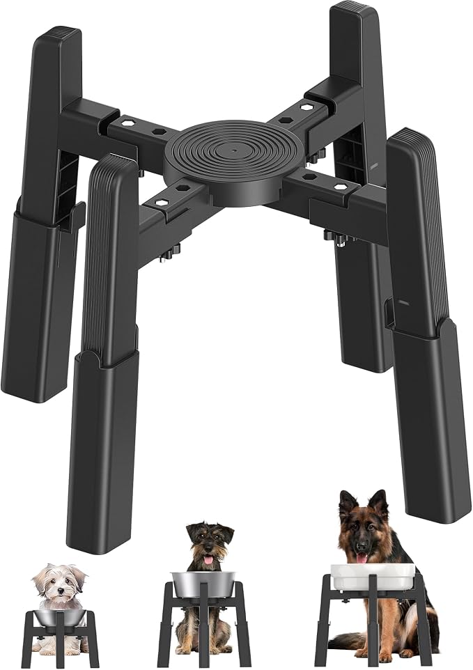 Dog Bowl Stand with Adjustable Height and Width [Stand Only] | Elevated Pet Water & Food Bowl for Medium Dogs, Stable and Anti-Slip Raised Bowl