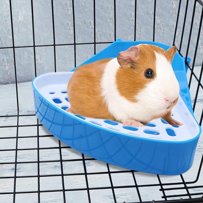 Litewoo Rabbit Litter Box Toilet Bunny Corner Litter Pan Pet Toilet Potty for Guinea Pigs Hamster Chinchilla Ferret Rabbit Small Animal (Blue)