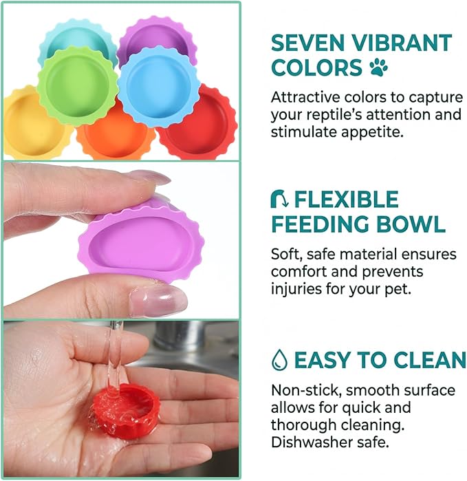 7 Pack Crested Gecko Food Dish and Water Bowl Small Reptile Feeding Cups Reusable Hermit Crab Food Dish Feeder &Corner Foods Dishs Gecko Water Bowl for Bearded Dragon Tank Tortoise Isopods Crab