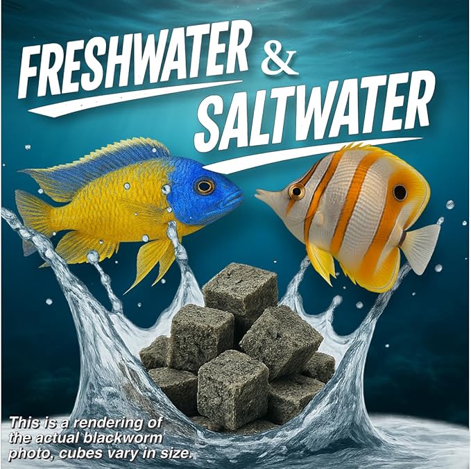 Super Cichlids Freeze Dried Blackworms with Color Boost - Great for Tropical & Marine Aquariums - High Protein, No Preservatives - Live Blackworms Replacement (15 Grams)