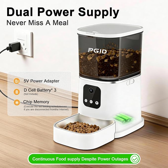 Automatic Cat Feeder,2.4G WiFi Automatic Dog Food Dispenser，Auto Dog Feeder with APP Control,5L Timed Auto Cats Food Dispenser w 2-Way Audio for Multiple Pet