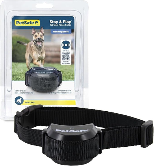 PetSafe Stay & Play Wireless Fence Receive Collar - Rechargeable and Waterproof Receiver Collar with Quick Charge in 2-3 Hours - for Dogs 5lb+
