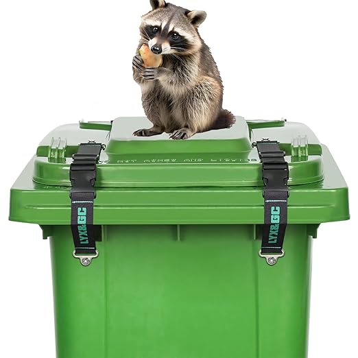 LYX&GC Trash Can Locks for Animals, Raccoon Bear Proof Trash Can Lock, Easy to Install, Long Lasting Strap Lid Garbage Can Lock for Out Door Garbage Can - 2PCS