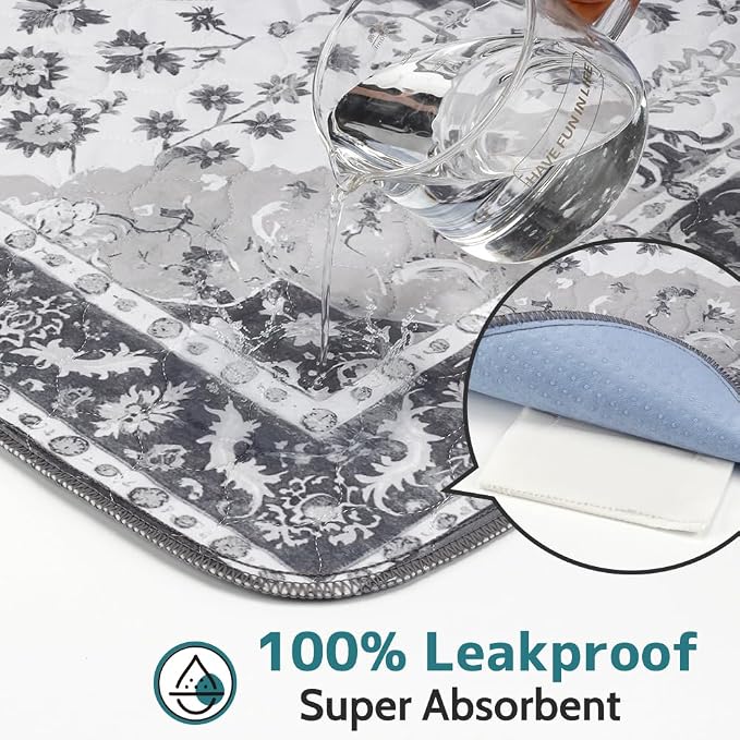 Washable Pee Pads for Dogs, 2 Pack Reusable Puppy Training Pads 72"x72" Super Absorbent Waterproof Dog Training Pads, Non-Slip Potty Pads, Whelping Pads Litter Mat Light Grey Medallion