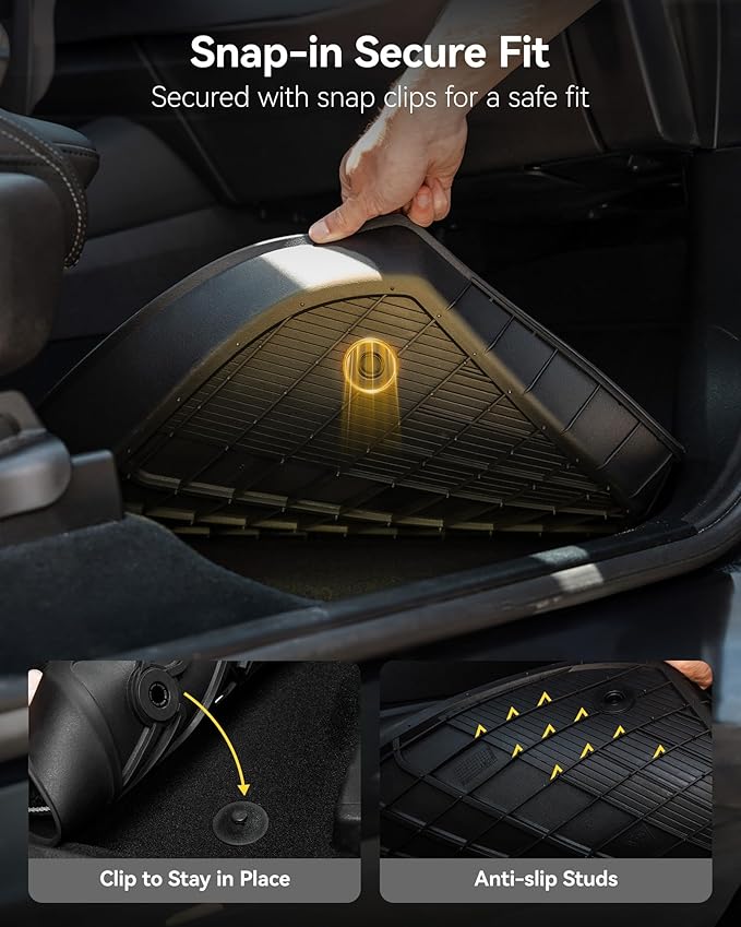 3W Floor Mats Fit Toyota Tacoma 2016-2023 (Only for Double Cab and Automatic), TPE All Weather Custom Fit Floor Liner for Toyota Tacoma SR/SR5/TRD/Limited/Trail Accessories Car Liners, Black