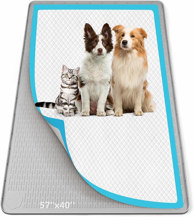Pee Pad Holder for Dogs 57''x40'' Silicone Puppy Pee Pad Tray, Light Grey | Extra Large Dog Potty Tray Leak-Proof, High Edge, No Spill Training Pads for Floor Protection, No Pee Pads
