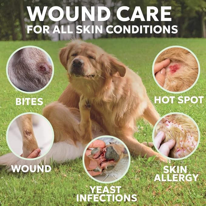 Forticept Hot Spot & Wound Care Kit, Itch Relief Spray for Dogs and Cats 8 oz + Promote Healing Wound Hydrogel 4 oz. + Self-Adhesive Wrap, First Aid for Dogs and Cats