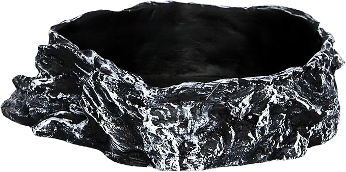 Reptile Feeding Dish Bowl,Reptile Rock Food/Water Dish for Reptiles,Amphibians,Bearded Dragon,Lizard,Frog,Gecko,Tortoise,Hermit Crab and Other Little Critters,Made from Premium Resin(Large Size)