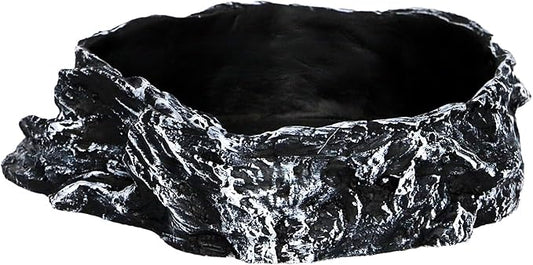 Reptile Feeding Dish Bowl,Reptile Rock Food/Water Dish for Reptiles,Amphibians,Bearded Dragon,Lizard,Frog,Gecko,Tortoise,Hermit Crab and Other Little Critters,Made from Premium Resin(Large Size)