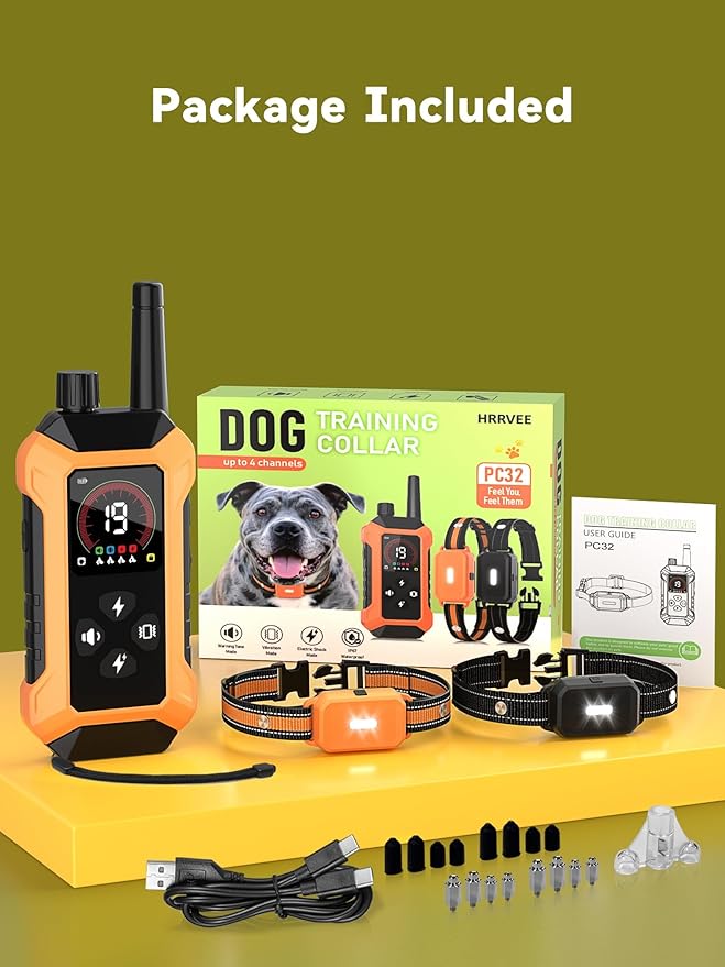 Dog Shock Collar 2 Pack (5–150Lbs), 4400FT Waterproof 2 Dog Training Collar with Remote Control 5 Training Modes Rechargeable Electric Dog Collar with Light, E Collars for Small Medium Large Dogs