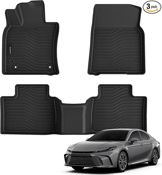 Auxko All Weather Floor Mats Fit for Toyota Camry 2025 2026 Include Hybrid LE/SE/XLE/XSE TPE Liners Camry Accessories All Season Guard Odorless Anti-Slip Floor Mats Black