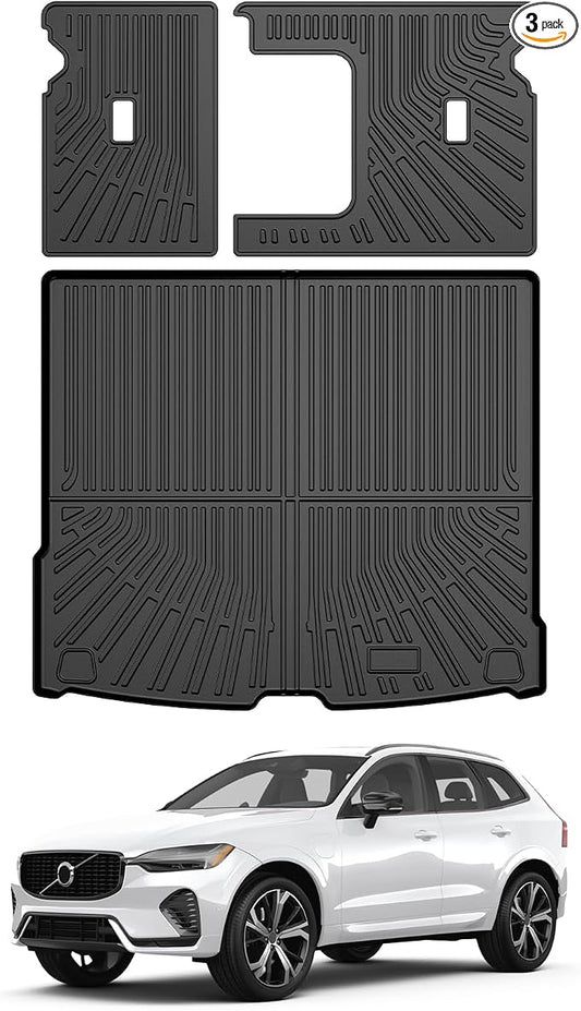 Mixsuper Cargo Liner for Volvo XC60 2018-2024 2025, All Weather Trunk Mat Backrest Mat TPE Back Seat Cover Protector for XC60 Accessories