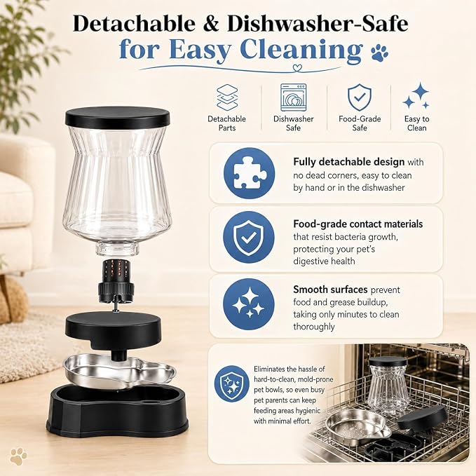 Automatic Dog Water Dispenser 3 Gallon/11L Gravity Stainless Steel Water Waterer Feeder, BPA-Free Large Capacity Water Feeding Bowls for Medium & Large-Sized Dogs,Cats