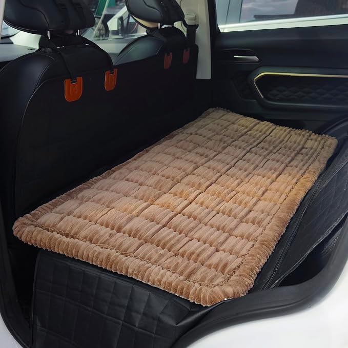 Dog Bed for Car, Backseat Pet Bed Mat, Dog Seat Cover for Car Back Seat, Non-Slip Travel Pet Mat, Fit for Backseat Extenders and Seat Covers (Darkcoffee, 24.8x54inch)