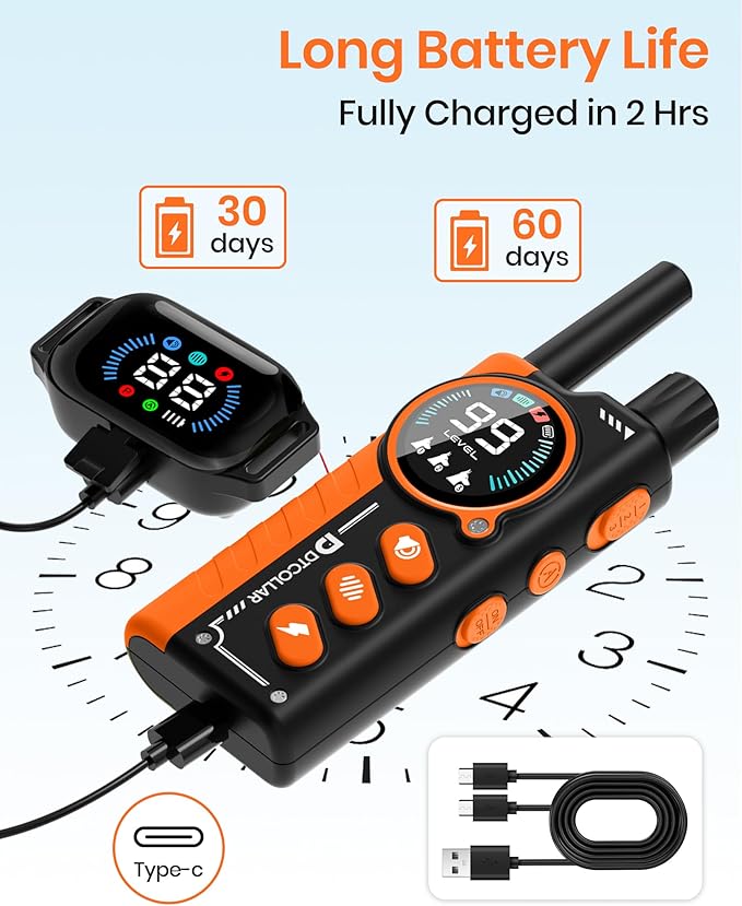 2-in-1 Bark & Shock Collar - Color Screen Dog Training Collar with Beep/Vibration/Shock/Anti Bark 4 Modes, 3300FT E Collar with Remote for Small to Large Dogs (8-120lbs), IP67 Waterproof Rechargeable