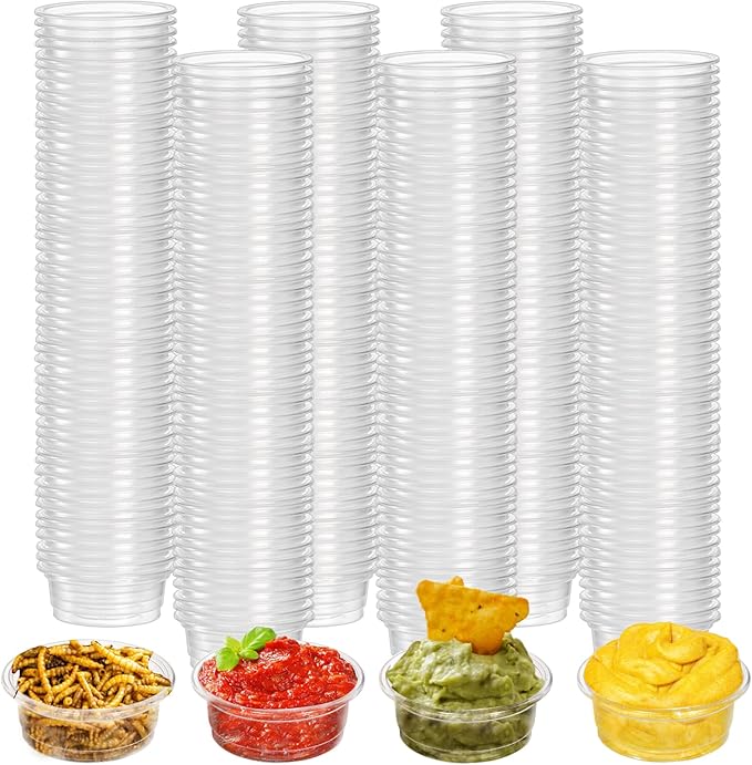 TOPZEA 500 Pack Gecko Food and Water Cups, 0.5 oz Small Plastic Gecko Feeding Dish Reptile Feeder Water Bowls for Lizard Crested Gecko Tarantula and Small Pets, Reptile Accessories