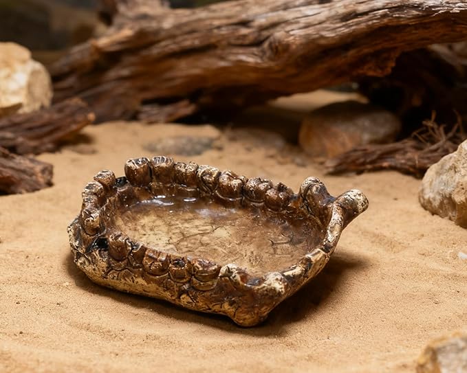 Reptile Feeding Dish Bowl,Reptile Rock Food/Water Dish for Reptiles,Amphibians,Bearded Dragon,Lizard,Frog,Gecko,Tortoise,Hermit Crab and Other Little Critters, Made from Premium Resin