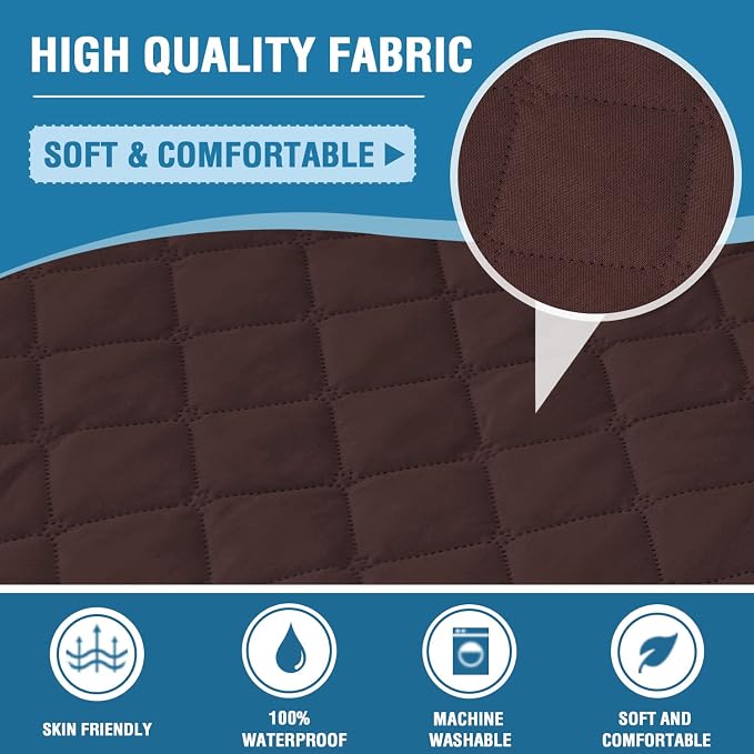 H.VERSAILTEX Chair Sofa Slipcover Sofa Cover 100% Waterproof Couch Cover Furniture Protector Cover with Elastic Straps for Pets Kids Children Dog Cat(Chair, Chocolate)