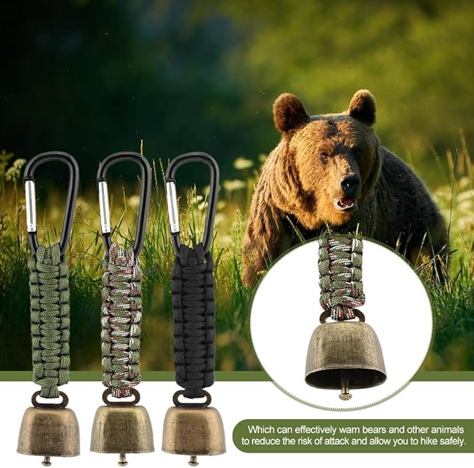 3pcs Bear Bell with 3pcs Whistle Aluminum Bear Bells for Hiking and Emergency Whistle for Hiking, Biking, Fishing, Climbing, Outdoor Camping and Hiking Protection(Size:6 PCS)