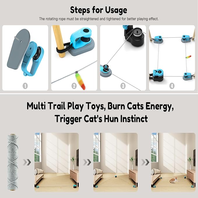 AsFrost Upgraded Interactive Cat Toy for Indoor Cats Chase/Run/Hunt-SkyBlue | Self Play/Remote Control Funny Cat Toy, Gifts for Cat Lovers, Kitty's Weight Loss and Health