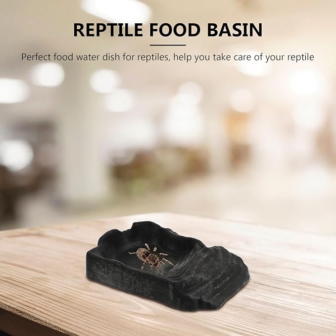 ABOOFAN Spider Reptile Feeding Bowl and Large Capacity Water Basin, Sturdy Plastic Terrarium Dish for Lizards, Frogs, and Spiders, Gray Feeder Supplies for Reptile Habitat