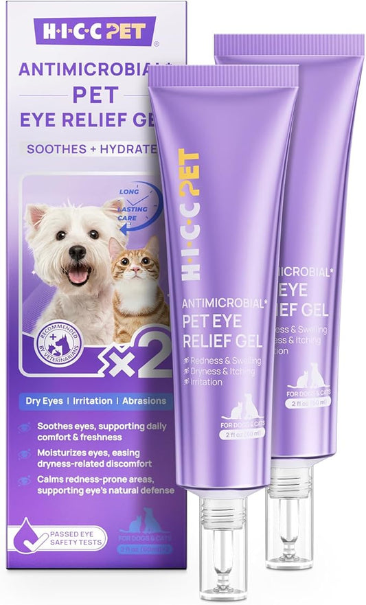 HICC PET Dog Eye Gel, Vet-Trusted Dog Eye Infection Treatment, Cat Eye Drops Wash, Soothes Irritation, Moisturizes Dry Eyes, Pet Eye Drops Ointment Alternative for Dogs, Cats, Horses. 4 fl oz