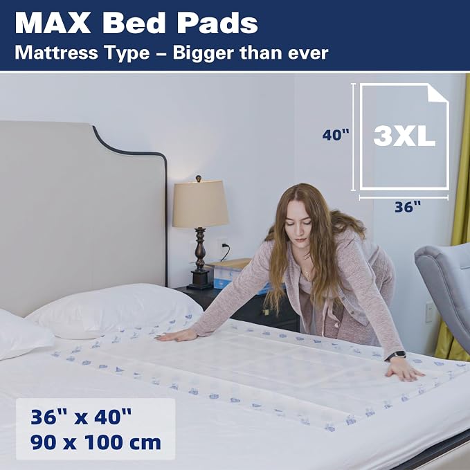 SOFYFINE Tear Resistant Bed Pads 36"x36",60 Count, Disposable Extra Large 135 Gram Heavy Duty Absorbency Adults Incontinence Chucks, XXL Thicken Puppy Pee Pads,10X Absorbency Underpads