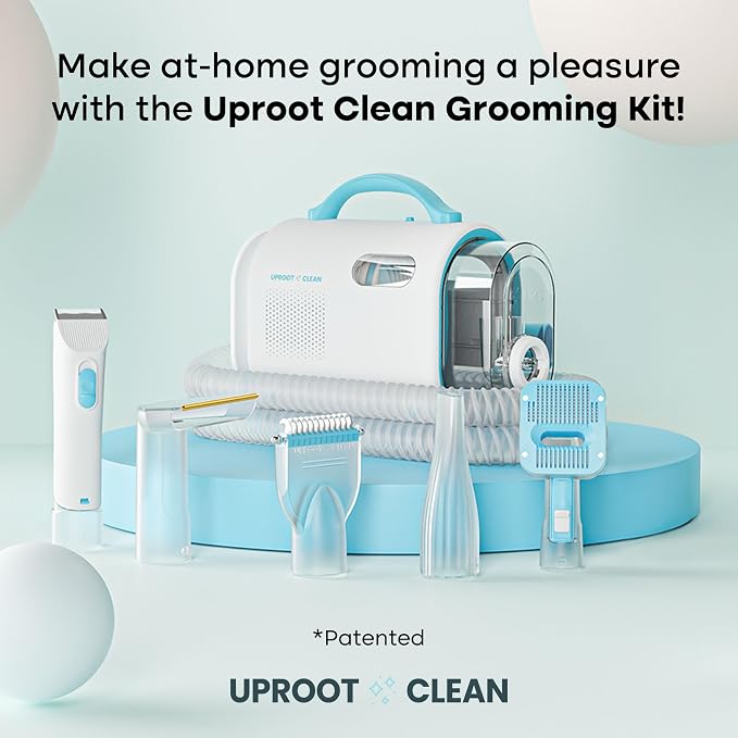 Uproot Clean Pet Grooming Vacuum for Dogs & Cats: 7-in-1, Quiet & Mess-Free | Pet Hair Vacuum with 7 Tools - Brush, Deshed, Detangle, Trim, Clean & Dry. Low-Noise Cat & Dog Grooming Kit for Shedding