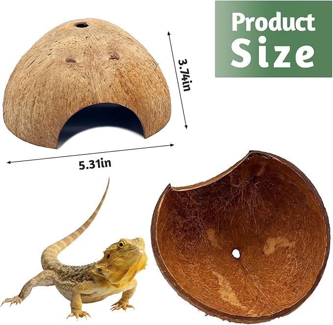 PINVNBY 6 PCS Natural Coconut Reptile Hideouts Lizard Coco Hut Hermit Crab Hut Aquarium Fish Hide Cave Spider Snail Climber Toys