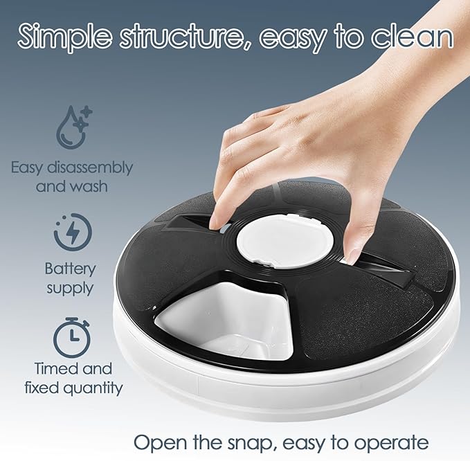Automatic Cat Feeder, 6-Meal Timed Pet Food Dispenser, Programmable Portion Control Automatic Pet Feeder for Dogs, Dry & Semi-Wet Food, Easy-Clean Tray