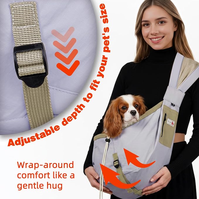 Dog Carrier Sling, Dog Carriers for Small Dogs Up to 20lbs, Purple | Puppy Sling, Cross Body Carrying Bag, Soft Front Pouch, Adjustable Shoulder Strap, Breathable Mesh Pet Backpack for Hiking