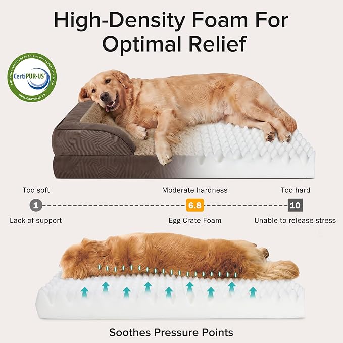 Jumbo Orthopedic Dog Bed for Extra Large Dogs, Waterproof, Egg-Crate Foam Dog Couch Bed with Washable Removable Cover, Waterproof Lining and Nonskid Bottom