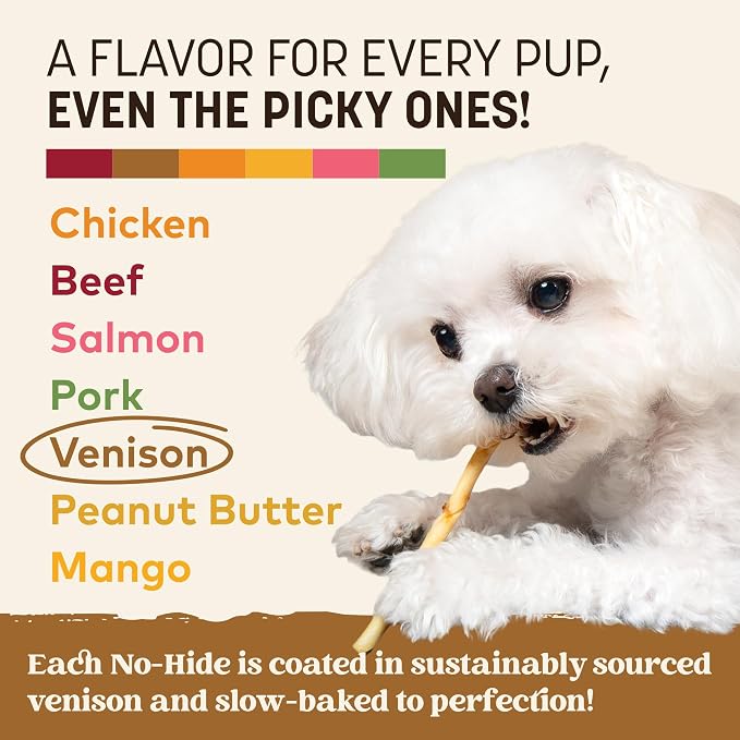 Earth Animal No Hide Stix - Rawhide Free Dog Chews Sticks 80 Count Venison | Small Sticks Venison Flavored Natural Rawhide Free Long Lasting Dog Chews - Pet Treats for Small Dogs and Cats