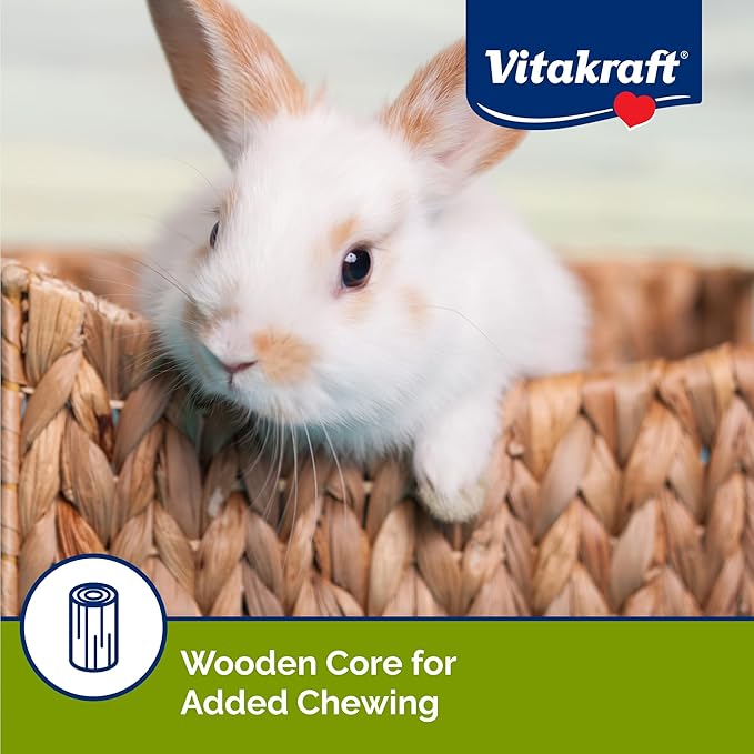 Vitakraft Crunch Sticks Rabbit Treat – 2 Sticks - Whole Grains And Honey Flavor Triple Baked With Natural Wood Chew Center - Added Vitamins And Minerals - Cage Clip Holder - Helps Prevent Cage Boredom