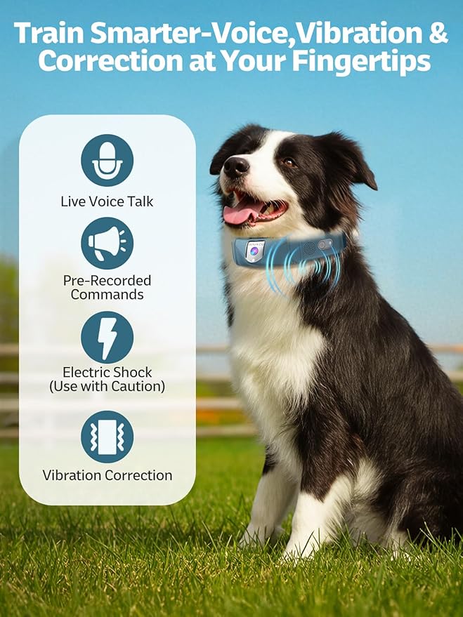 Wireless Dog Fence System, GPS Dog Fence Collar with 2K Camera, Live Video & Recording, Virtual Fence, GPS Tracker, Two-Way Audio, Waterproof, 5-Day Battery, for Medium & Large Dogs