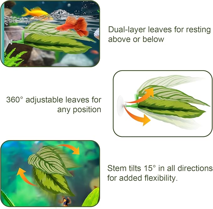 5PCS Betta Hammock & Fish Toys Set, Soft Aquarium Plants & Black Tunnel Hideout for Betta Fish Tank, Safe Decor with Suction Cups for Shrimp, SmallFish