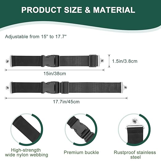 Trash Can Locks for Animal- Bear Raccoon Dog Proof Garbage Bin Lock-Adjustable Length - Easy to Install, Long Lasting Strap Lid Garbage Can Lock for Out Door Garbage Can - 2PCS
