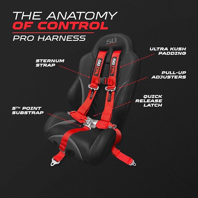1pc Red 5 Point Harness for Bucket Seat, Latch Release, Racing Harness 5 point, Race Car, UTV, RZR [6005]