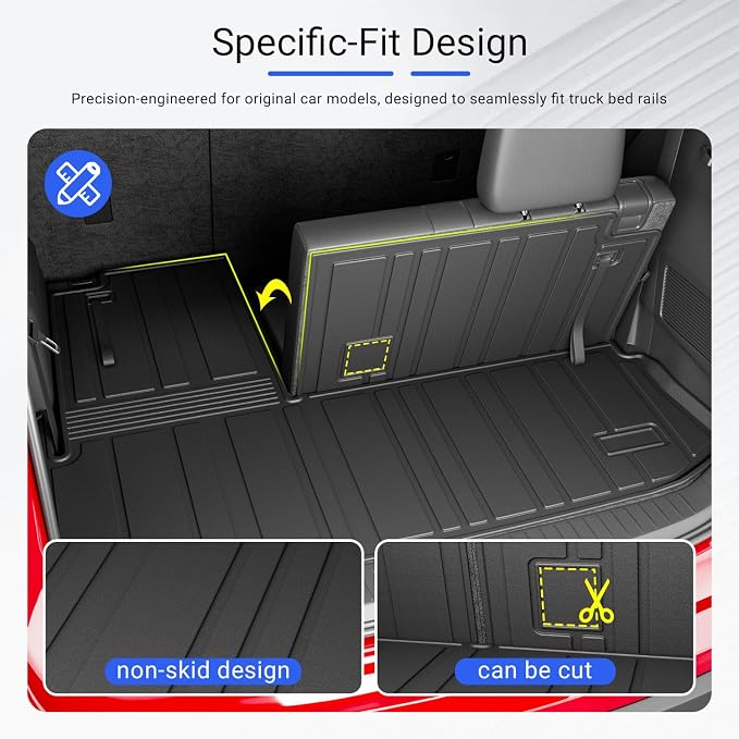 Xipoo Cargo Mat Compatible with 2020-2026 Toyota Highlander 7 Seats Floor Mat Trunk Mat Replacement for 20-26 Highlander Accessories (Fit 2020-2026 Highlander,Cargo Mat with Backrest Mat+Floor Mats)