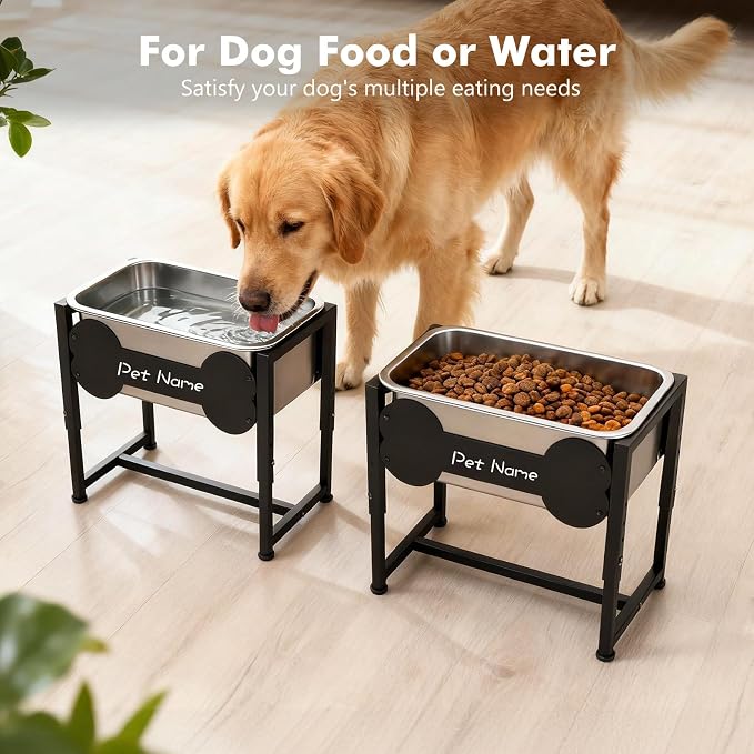 Elevated Dog Bowl, 2.4 Gallon Adjustable Stainless Steel Water Bowl | Large Breed Dog Water Feeder, Pet Feeder with Full Metal Stand for Relief Joint Pressure, Easy Clean, Indoor Outdoor Use