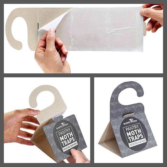 Greener Mindset Moth Traps for House - 7 Pack, Indoor Pheromone Pantry Moth Trap with Convenient Hook for Home Infestation Prevention