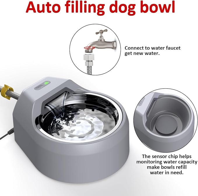 Dog Fountain Auto Filling Dog Water Dispenser | Auto Replenish Water Dog Bowl, USB Supply & 24Hrs Fresh Water for Large Medium Dogs, Small Puppies