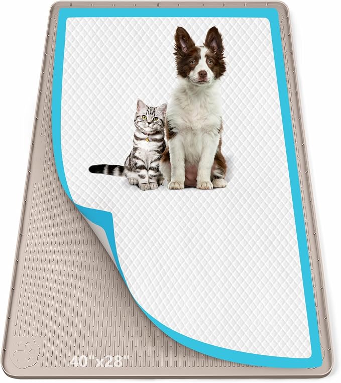 Pee Pad Holder for Dogs 40''x28'' Silicone Puppy Pee Pad Tray, Khaki | Extra Large Dog Potty Tray Leak-Proof, High Edge, No Spill Training Pads for Floor Protection, No Pee Pads