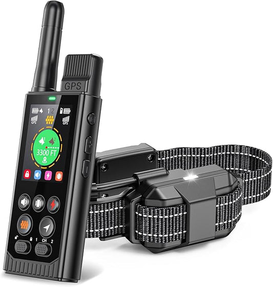 Completely Off-Grid 3-in-1 GPS Dog Fence with Real-Time Tracking: No Subscription, App-Free, Self-contained, Dual-GPS, Training Collar, Customizable Boundary with Four Progressive Alerts, Black