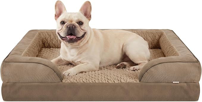 Orthopedic Medium Dog Beds for Medium Dogs, Waterproof, Egg-Crate Foam Dog Couch Bed with Washable Removable Cover, Waterproof Lining and Nonskid Bottom