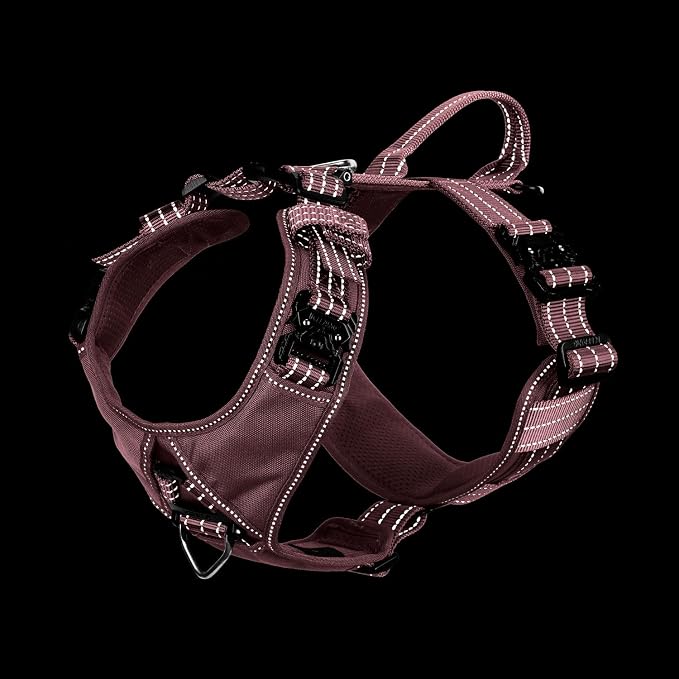 ICEFANG Dog Halter Harness with Metal Buckles,Dog Strap Vest X-Large Dogs | Control Handle,Summer-Cooling,Reflective,Front Hook,Adjustable,Soft Padded,No Pull,Pink,XLarge