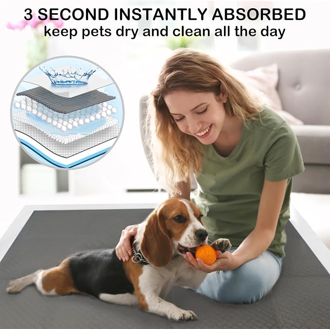 Extra Large 48"x36" 30 Pcs Odor-Control Super Absorbency Charcoal Pee Pads for Dogs,Leak-Proof Pet Training Pee Pads,Thicken Disposable Potty Pads Puppy Training Pads for Cats Rabbits