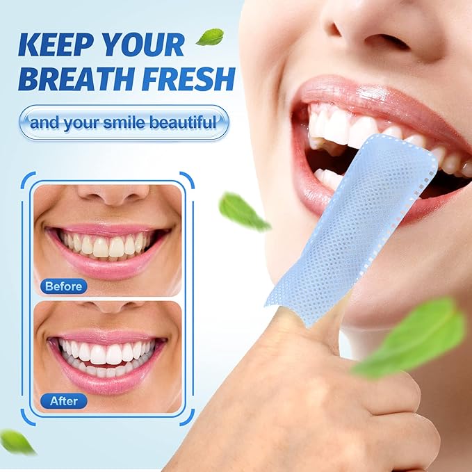 300 Pcs Disposable Finger Brush Teeth Wipes Bulk Finger Toothbrush Textured Surface Deep Teeth Cleaning Finger Wipes Oral Wipes for Adults Teeth Mouth and Dental, Individual Package