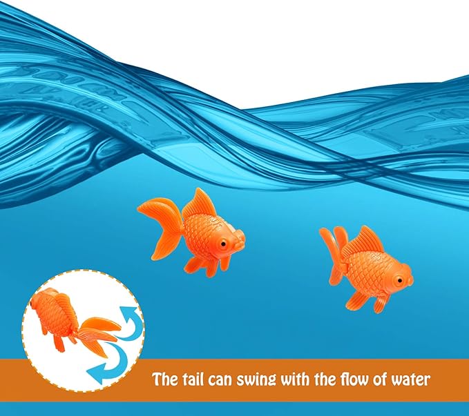 Sumind 30 Pieces Fake Goldfish Plastic Floating Artificial Aquarium Fish Realistic Moving Orange Goldfish Ornament Decorations for Aquarium Tank